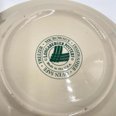 LONGABERGER POTTERY LARGE IVORY BOWL W/WROUGHT IRON STAND