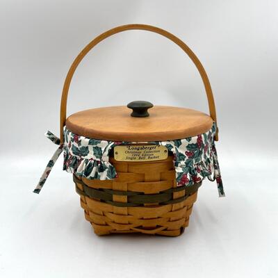 LONGABERGER 1993 CHRISTMAS COLLECTION â€œJINGLE BELLâ€ BASKET W/ LID