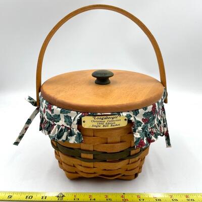 LONGABERGER 1993 CHRISTMAS COLLECTION â€œJINGLE BELLâ€ BASKET W/ LID