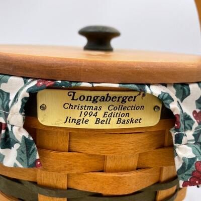 LONGABERGER 1993 CHRISTMAS COLLECTION â€œJINGLE BELLâ€ BASKET W/ LID
