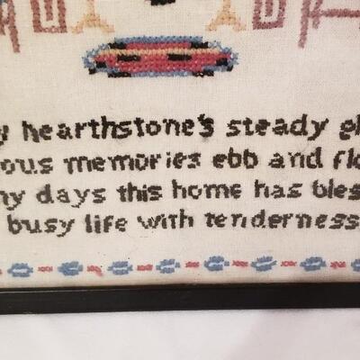 Lot #13  Vintage Cross Stitched Sampler in Frame
