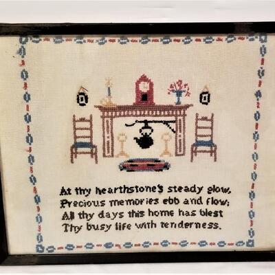 Lot #13  Vintage Cross Stitched Sampler in Frame