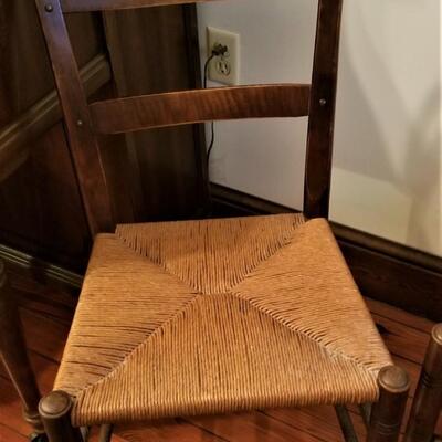Lot #27  Group of Three matching Rush-bottomed Side Chairs