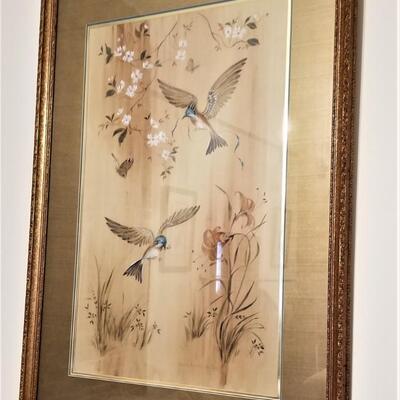 Lot 35  Beautiful Bird Painting on Silk by well-known mural Artist Audre Reinike de Buys