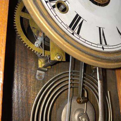  #92 Antique Oak Pressed Back Clock 