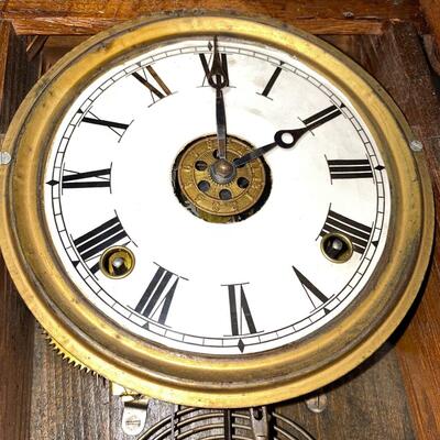  #92 Antique Oak Pressed Back Clock 