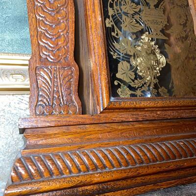  #92 Antique Oak Pressed Back Clock 