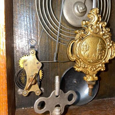  #92 Antique Oak Pressed Back Clock 
