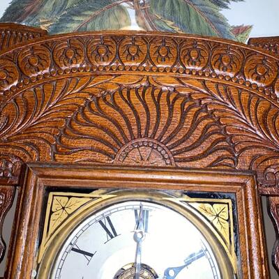  #92 Antique Oak Pressed Back Clock 