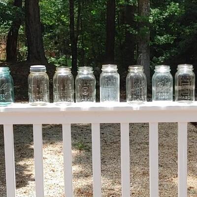 #94 (13) Vintage Mason Jars Blue & Clear