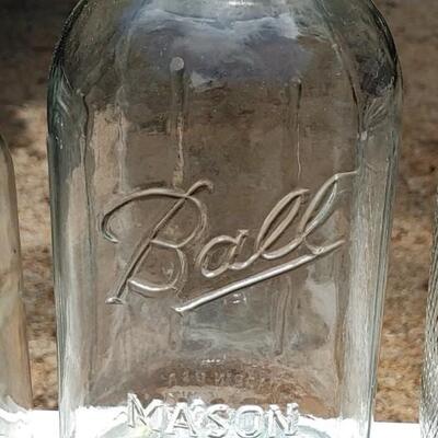 #94 (13) Vintage Mason Jars Blue & Clear