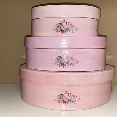 #101 Vintage Pink Ceramic Vanity Boxes 