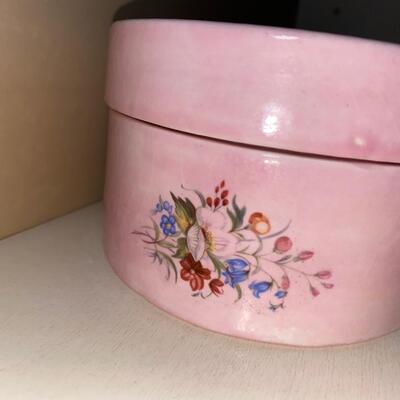 #101 Vintage Pink Ceramic Vanity Boxes 