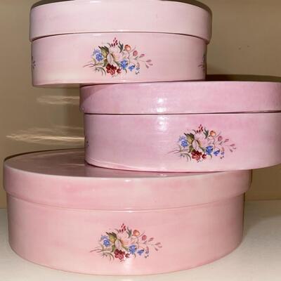 #101 Vintage Pink Ceramic Vanity Boxes 