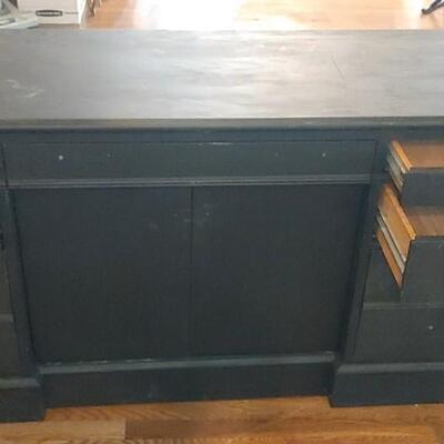 #109 Solid Oak Credenza Painted Black