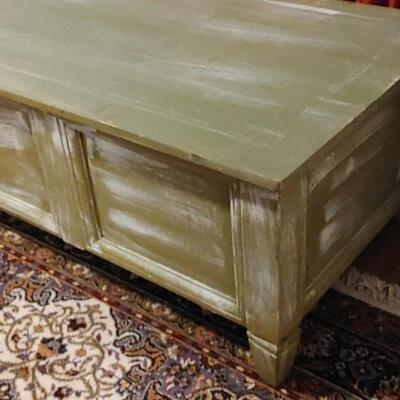 #114 Farm House Green Distressed Cedar Trunk/Coffee Table