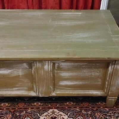 #114 Farm House Green Distressed Cedar Trunk/Coffee Table