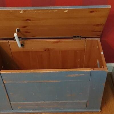 #115 Distressed Blue Wooden Child's Trunk/Table