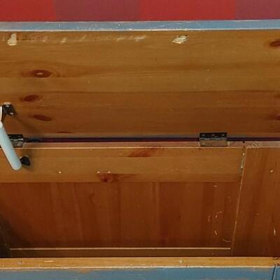 #115 Distressed Blue Wooden Child's Trunk/Table