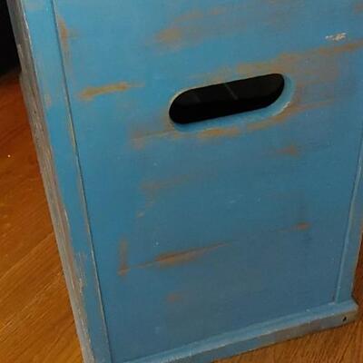 #115 Distressed Blue Wooden Child's Trunk/Table