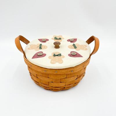LONGABERGER 1993 ROUND BASKET W/ GINGERBREAD LID