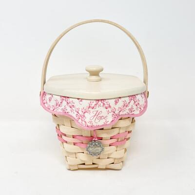 LONGABERGER 2001 AMERICAN CANCER SOCIETY â€œHOPEâ€ BASKET W/ LID