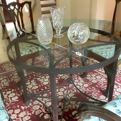 Round Glass Table and Plush Dining Set