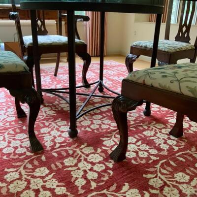 Round Glass Table and Plush Dining Set