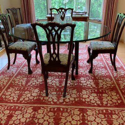 Round Glass Table and Plush Dining Set