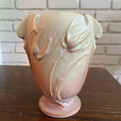 LOT 22 - Roseville Pottery, Thistle Vase, Cream/Pink
