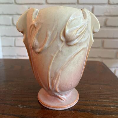 LOT 22 - Roseville Pottery, Thistle Vase, Cream/Pink