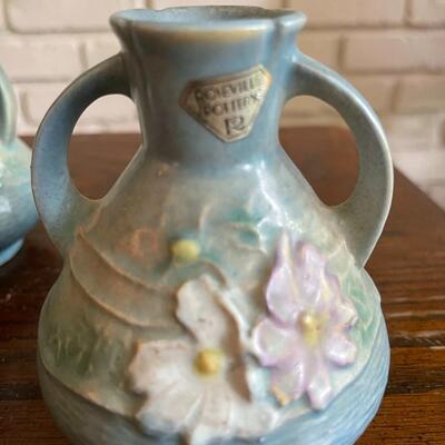 LOT 35 - 944-4, Cosmos Handled Vases, Roseville Pottery, Set of 2 