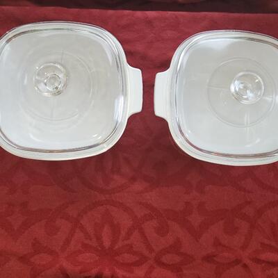 Lot 5: (2) 3 quart Corning Ware Dishes with lids