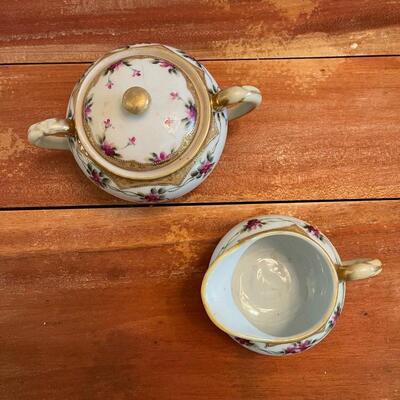 LOT 39 - Sugar Bowl and Creamer, Vintage Nippon Hand Painted Porcelain