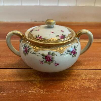 LOT 39 - Sugar Bowl and Creamer, Vintage Nippon Hand Painted Porcelain