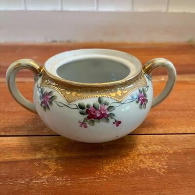 LOT 39 - Sugar Bowl and Creamer, Vintage Nippon Hand Painted Porcelain