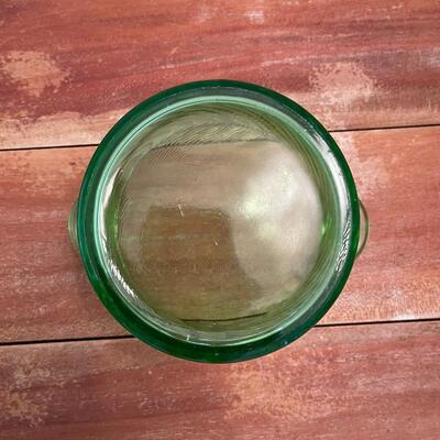 LOT 54 - Set of Green Depression Glass - Jeannette Footed Cake Plate and Bowl