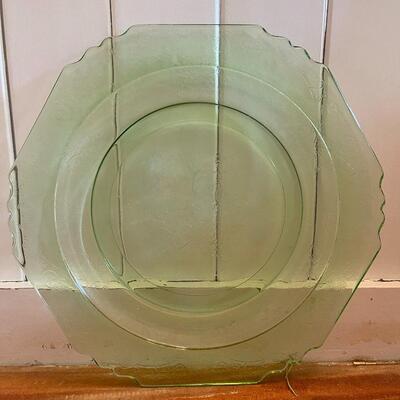 LOT 55 -Hazel Atlas Florentine, Green Depression Glass Dinner Plates - Set of 2