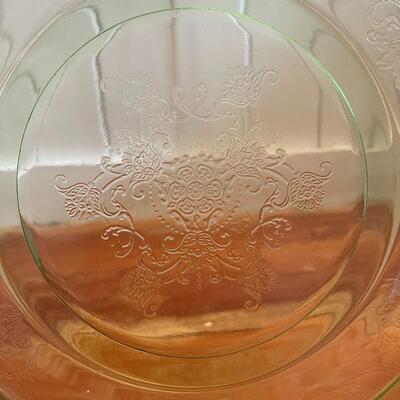 LOT 55 -Hazel Atlas Florentine, Green Depression Glass Dinner Plates - Set of 2