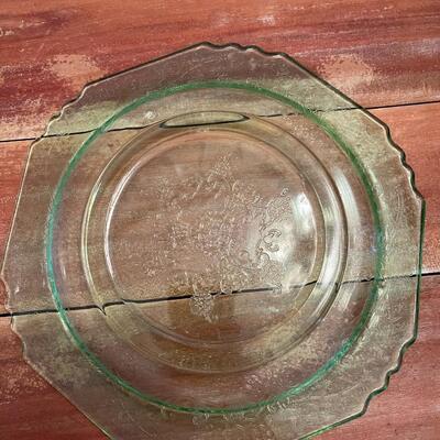 LOT 55 -Hazel Atlas Florentine, Green Depression Glass Dinner Plates - Set of 2