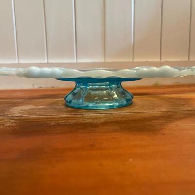 LOT 60 - Ice Blue Depression/Milk Glass, Cake Stand