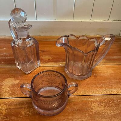 LOT 65  - Trio of Glass Liquid Serving Vessels
