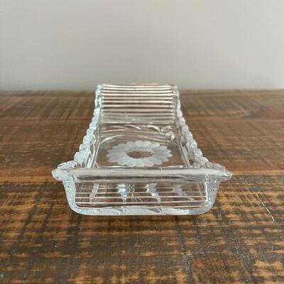 LOT 68 - Glass Rectangle Tray/Dish with Sunflower