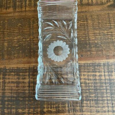 LOT 68 - Glass Rectangle Tray/Dish with Sunflower