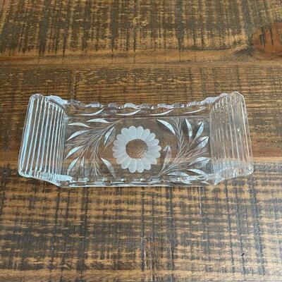 LOT 68 - Glass Rectangle Tray/Dish with Sunflower