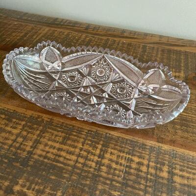 LOT 69 - Oval Bowl/Tray, American Cut Glass 
