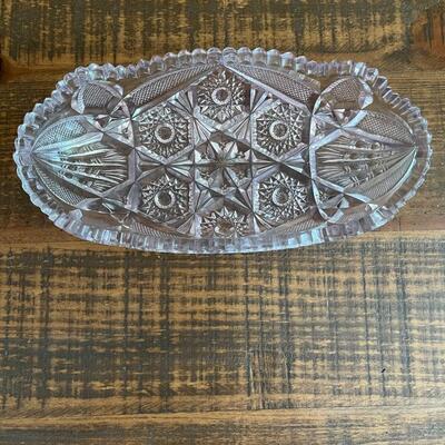 LOT 69 - Oval Bowl/Tray, American Cut Glass 