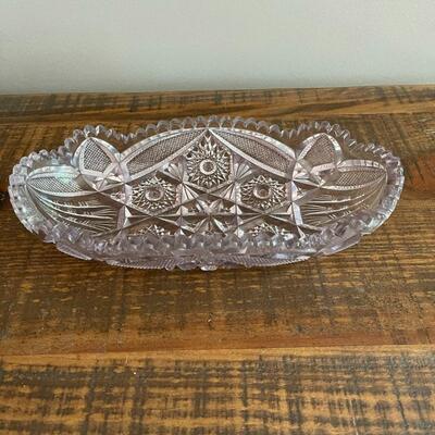 LOT 69 - Oval Bowl/Tray, American Cut Glass 