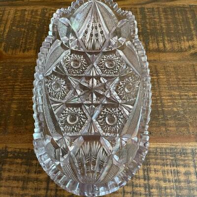 LOT 69 - Oval Bowl/Tray, American Cut Glass 