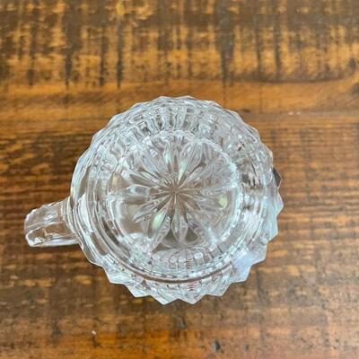 LOT 70 - America Cut Glass Trio of Liquid Serving Vessels, Oil Cruet, Creamer and Small Pitcher. 